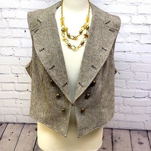 Lane Bryant Tweed In Browns Brass Colored Buttons Vest